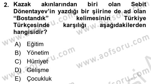 Çağdaş Türk Edebiyatları 2 Dersi 2024 - 2025 Yılı (Final) Dönem Sonu Sınav Soruları 2. Soru