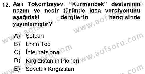 Çağdaş Türk Edebiyatları 2 Dersi Yaz Okulu Sınavı Deneme Sınav Soruları 12. Soru
