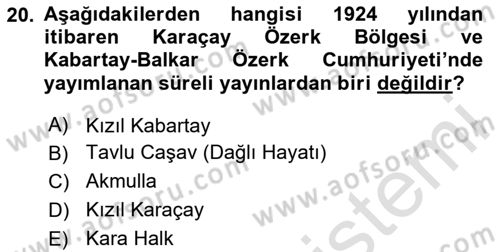 Çağdaş Türk Edebiyatları 2 Dersi 2024 - 2025 Yılı Yaz Okulu Sınav Soruları 20. Soru