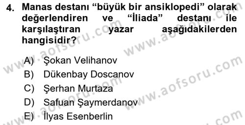 Çağdaş Türk Edebiyatları 2 Dersi 2024 - 2025 Yılı Yaz Okulu Sınav Soruları 4. Soru
