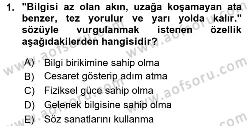 Çağdaş Türk Edebiyatları 2 Dersi 2025 - 2026 Yılı (Vize) Ara Sınav Soruları 1. Soru
