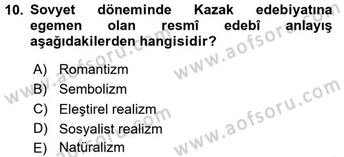 Çağdaş Türk Edebiyatları 2 Dersi 2025 - 2026 Yılı (Vize) Ara Sınav Soruları 10. Soru