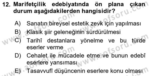 Çağdaş Türk Edebiyatları 2 Dersi 2025 - 2026 Yılı (Vize) Ara Sınav Soruları 12. Soru