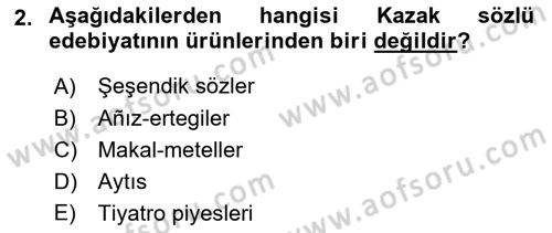 Çağdaş Türk Edebiyatları 2 Dersi 2025 - 2026 Yılı (Vize) Ara Sınav Soruları 2. Soru