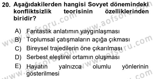 Çağdaş Türk Edebiyatları 2 Dersi 2025 - 2026 Yılı (Vize) Ara Sınav Soruları 20. Soru