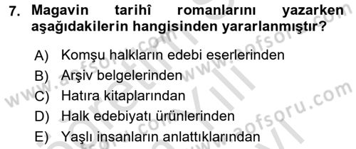 Çağdaş Türk Edebiyatları 2 Dersi 2025 - 2026 Yılı (Vize) Ara Sınav Soruları 7. Soru