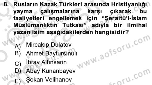 Çağdaş Türk Edebiyatları 2 Dersi 2025 - 2026 Yılı (Vize) Ara Sınav Soruları 8. Soru