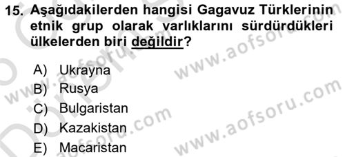 Çağdaş Türk Edebiyatları 2 Dersi 2025 - 2026 Yılı (Final) Dönem Sonu Sınav Soruları 15. Soru