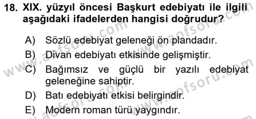 Çağdaş Türk Edebiyatları 2 Dersi 2025 - 2026 Yılı (Final) Dönem Sonu Sınav Soruları 18. Soru