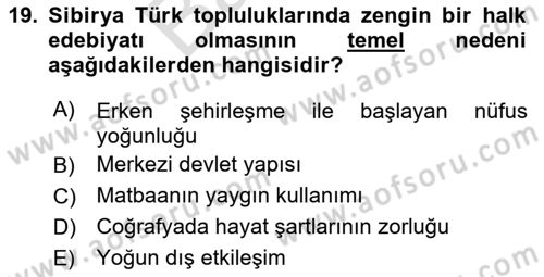 Çağdaş Türk Edebiyatları 2 Dersi 2025 - 2026 Yılı (Final) Dönem Sonu Sınav Soruları 19. Soru