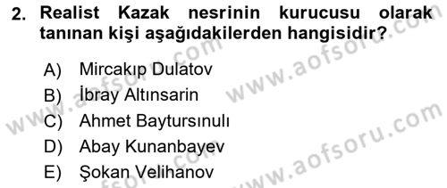Çağdaş Türk Edebiyatları 2 Dersi 2025 - 2026 Yılı (Final) Dönem Sonu Sınav Soruları 2. Soru