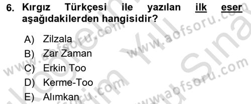 Çağdaş Türk Edebiyatları 2 Dersi 2025 - 2026 Yılı (Final) Dönem Sonu Sınav Soruları 6. Soru