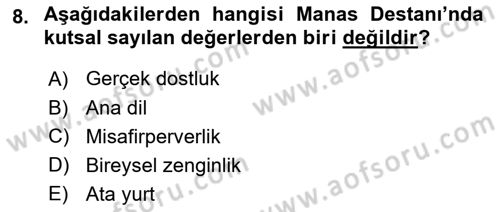 Çağdaş Türk Edebiyatları 2 Dersi 2025 - 2026 Yılı (Final) Dönem Sonu Sınav Soruları 8. Soru