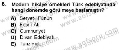 Cumhuriyet Dönemi Türk Nesri Dersi Ara Sınavı Deneme Sınav Soruları 8. Soru