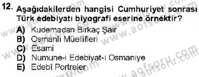 Cumhuriyet Dönemi Türk Nesri Dersi 2012 - 2013 Yılı (Final) Dönem Sonu Sınav Soruları 12. Soru
