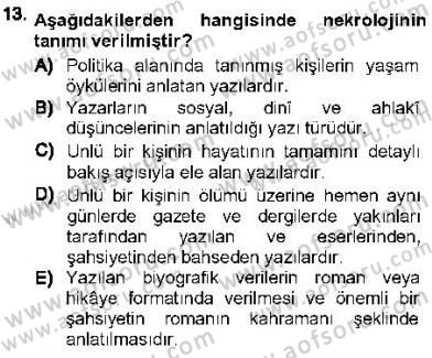 Cumhuriyet Dönemi Türk Nesri Dersi 2012 - 2013 Yılı (Final) Dönem Sonu Sınav Soruları 13. Soru