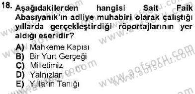 Cumhuriyet Dönemi Türk Nesri Dersi 2012 - 2013 Yılı (Final) Dönem Sonu Sınav Soruları 18. Soru