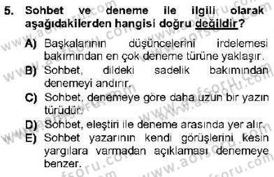 Cumhuriyet Dönemi Türk Nesri Dersi 2012 - 2013 Yılı (Final) Dönem Sonu Sınav Soruları 5. Soru