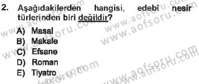 Cumhuriyet Dönemi Türk Nesri Dersi 2012 - 2013 Yılı Tek Ders Sınav Soruları 2. Soru