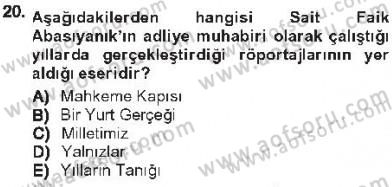 Cumhuriyet Dönemi Türk Nesri Dersi 2012 - 2013 Yılı Tek Ders Sınav Soruları 20. Soru