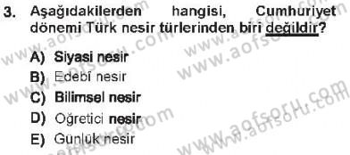 Cumhuriyet Dönemi Türk Nesri Dersi 2012 - 2013 Yılı Tek Ders Sınav Soruları 3. Soru