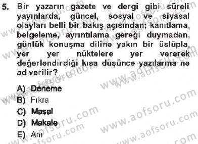 Cumhuriyet Dönemi Türk Nesri Dersi 2012 - 2013 Yılı Tek Ders Sınav Soruları 5. Soru