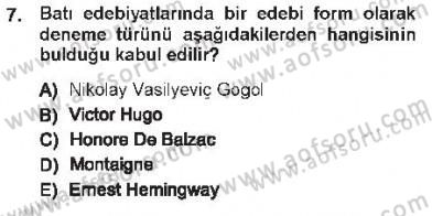 Cumhuriyet Dönemi Türk Nesri Dersi 2012 - 2013 Yılı Tek Ders Sınav Soruları 7. Soru