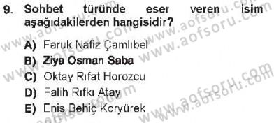 Cumhuriyet Dönemi Türk Nesri Dersi 2012 - 2013 Yılı Tek Ders Sınav Soruları 9. Soru