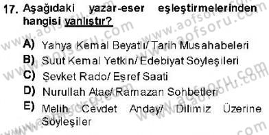 Cumhuriyet Dönemi Türk Nesri Dersi Ara Sınavı Deneme Sınav Soruları 17. Soru