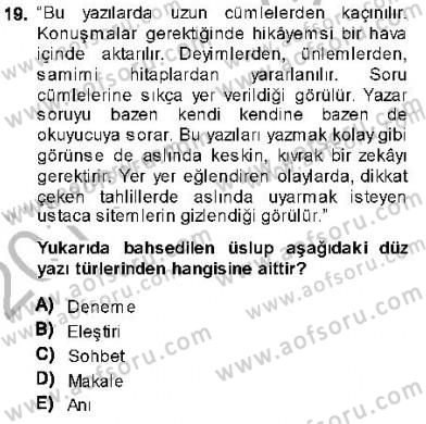 Cumhuriyet Dönemi Türk Nesri Dersi Ara Sınavı Deneme Sınav Soruları 19. Soru