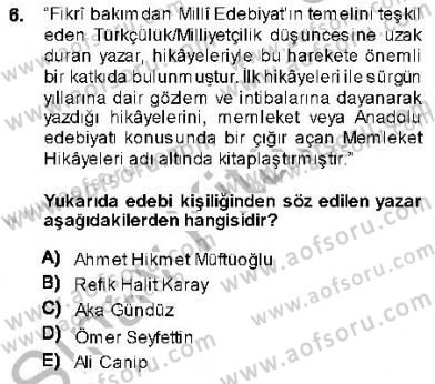 Cumhuriyet Dönemi Türk Nesri Dersi Ara Sınavı Deneme Sınav Soruları 6. Soru