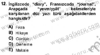 Cumhuriyet Dönemi Türk Nesri Dersi 2013 - 2014 Yılı (Final) Dönem Sonu Sınav Soruları 12. Soru