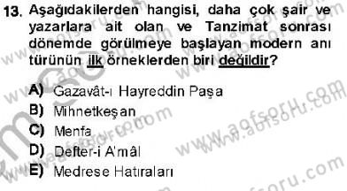 Cumhuriyet Dönemi Türk Nesri Dersi 2013 - 2014 Yılı (Final) Dönem Sonu Sınav Soruları 13. Soru