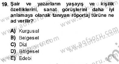 Cumhuriyet Dönemi Türk Nesri Dersi 2013 - 2014 Yılı (Final) Dönem Sonu Sınav Soruları 19. Soru