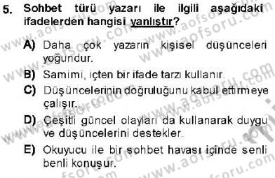 Cumhuriyet Dönemi Türk Nesri Dersi 2013 - 2014 Yılı (Final) Dönem Sonu Sınav Soruları 5. Soru