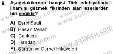 Cumhuriyet Dönemi Türk Nesri Dersi 2013 - 2014 Yılı (Final) Dönem Sonu Sınav Soruları 9. Soru