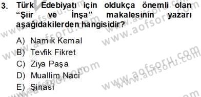 Cumhuriyet Dönemi Türk Nesri Dersi 2013 - 2014 Yılı Tek Ders Sınav Soruları 3. Soru