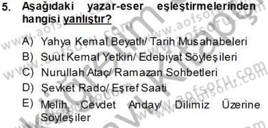 Cumhuriyet Dönemi Türk Nesri Dersi 2013 - 2014 Yılı Tek Ders Sınav Soruları 5. Soru