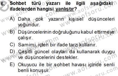 Cumhuriyet Dönemi Türk Nesri Dersi 2013 - 2014 Yılı Tek Ders Sınav Soruları 6. Soru