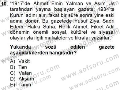 Cumhuriyet Dönemi Türk Nesri Dersi 2014 - 2015 Yılı (Vize) Ara Sınav Soruları 10. Soru