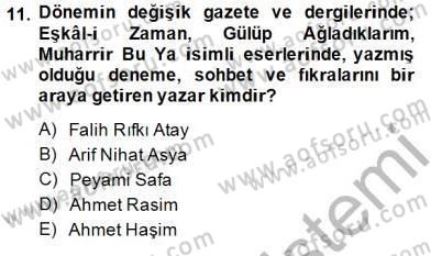 Cumhuriyet Dönemi Türk Nesri Dersi Ara Sınavı Deneme Sınav Soruları 11. Soru