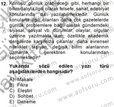 Cumhuriyet Dönemi Türk Nesri Dersi Ara Sınavı Deneme Sınav Soruları 12. Soru