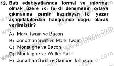 Cumhuriyet Dönemi Türk Nesri Dersi Ara Sınavı Deneme Sınav Soruları 13. Soru