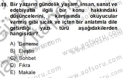 Cumhuriyet Dönemi Türk Nesri Dersi Ara Sınavı Deneme Sınav Soruları 19. Soru