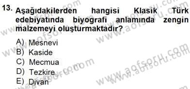 Cumhuriyet Dönemi Türk Nesri Dersi 2014 - 2015 Yılı (Final) Dönem Sonu Sınav Soruları 13. Soru