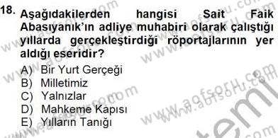 Cumhuriyet Dönemi Türk Nesri Dersi 2014 - 2015 Yılı (Final) Dönem Sonu Sınav Soruları 18. Soru