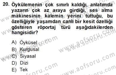 Cumhuriyet Dönemi Türk Nesri Dersi 2014 - 2015 Yılı (Final) Dönem Sonu Sınav Soruları 20. Soru