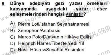 Cumhuriyet Dönemi Türk Nesri Dersi 2014 - 2015 Yılı (Final) Dönem Sonu Sınav Soruları 8. Soru