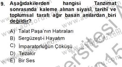 Cumhuriyet Dönemi Türk Nesri Dersi 2014 - 2015 Yılı (Final) Dönem Sonu Sınav Soruları 9. Soru
