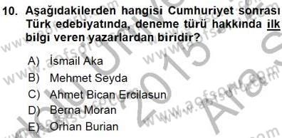 Cumhuriyet Dönemi Türk Nesri Dersi Ara Sınavı Deneme Sınav Soruları 10. Soru